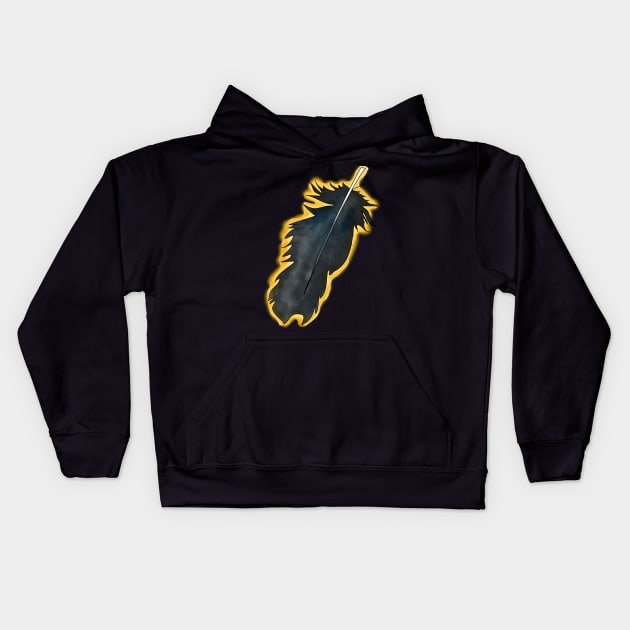 Black Feather Kids Hoodie by Digital Fae Goods